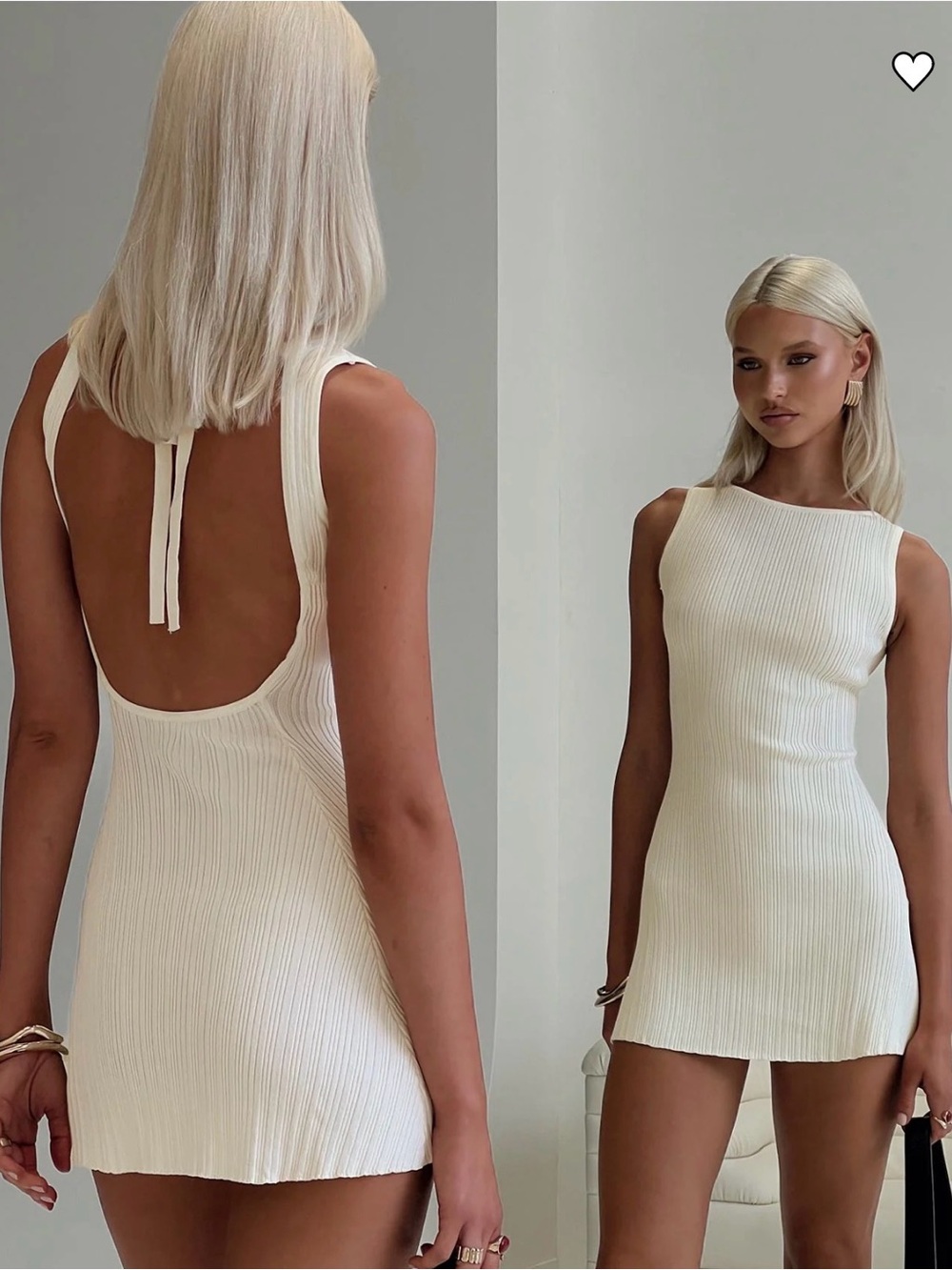 Princess Polly Ribbed Cream Mini Dress - Sleeveless Open-Back